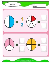 okul öncesi çocuklar Kesirler çalışma sayfaları